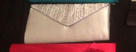 SILVER RUFFLED Satin EVE BAG - Clutch Bag Purse/Party Bridal Evening - $13.01
