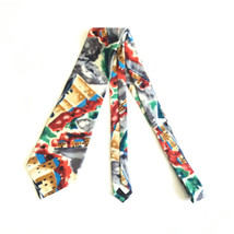 Vintage Mens Neck Tie Necktie Je Suis Usa Made Silk 57 Inch 57&quot; Rainbow Houses - £7.89 GBP