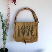Laugh Love Brown Messenger Bag Shoulder Crossbody Large Adjustable Tote ... - £19.74 GBP