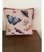 Williamsburg Vintage Butterfly Needlepoint Throw Pillow Pink Mauve Velve... - $363.96 MXN