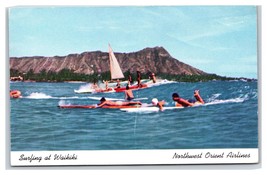 Northwest Orient Airline Issue Surfers Waikiki Hawaii HI UNP Chrome Postcard S14 - £3.11 GBP