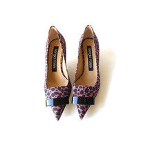 $900 SERGIO ROSSI Heels Pink &amp; Black Pumps Leopard Kitten Heels Sz 6.5 | 36.5 - £232.98 GBP