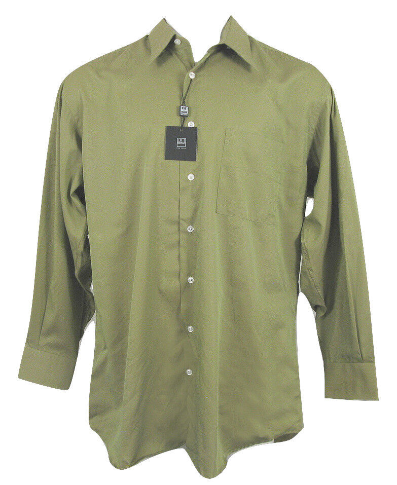 New Ike Behar Fine Cotton Dress Shirt!  17 - 34  *Olive Green*  Straight... - $39.99