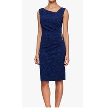 Alex Evenings Women 12 Electric Blue Glitter Sleeveless Embellished Dress RETAG - £61.66 GBP