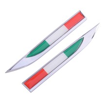 2Pcs Car 3D Blade Italy Italian Flag Both Side  Emblem  Logo Sticker Decal Fit f - £72.69 GBP