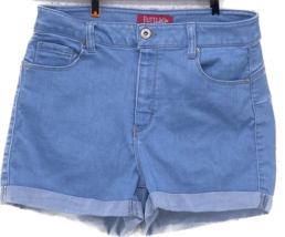 Wax Jean Shorts Women Size 28W Denim But I Love You M  Blue Cuffed Stretch - $13.85