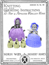 Vintage Crochet Pattern Greenock #130 Kewpie Bonnet Dolls Tea + Egg Cosi... - £1.61 GBP