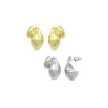 Gold Silver 3D Shell Stud Earrings, Sku#L736 - $7.90