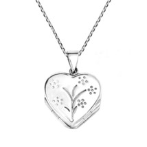Tree of Flowers 4 Sided Locket Pendant Sterling Silver Cable .925 Necklace - £28.87 GBP