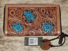Myra Bag #5787 Hand Tooled &amp; Painted Leather 7&quot;x4&quot; Wallet~Card Slots~Ins... - £36.44 GBP