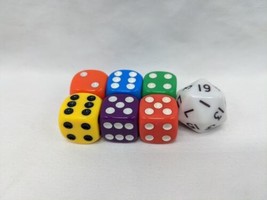 Lot Of (7) Dice (6) Colored D6 (1) White D20 - £17.07 GBP