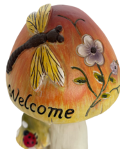 Dual Mushroom Welcome Statue 12" High Resin Ladybug and Dragonfly Accents image 2