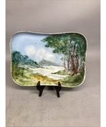 Vintage Hand Painted Wooded Lake Scene Decorative Ceramic Tray - 11x8” - $27.15 CAD