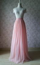 PEACH PINK Tulle Maxi Skirt Bridesmaids Custom Plus Size Fluffy Tulle Skirt image 1
