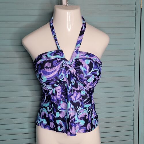 Primary image for Ocean Avenue Swimwear Tankini Swim Top ~ Sz M ~ Purple & Blue