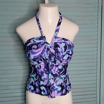 Ocean Avenue Swimwear Tankini Swim Top ~ Sz M ~ Purple &amp; Blue - £13.38 GBP