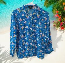 J. Crew Button Down Pajama Shirt Top SIZE XS Aloha Surf Floral Blue Long... - $19.79