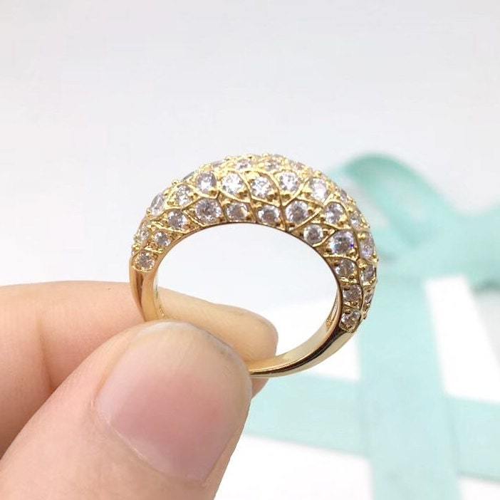 18K gold-plated sterling silver Shine Collection Sparkling Pattern Ring