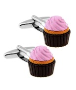 CUPCAKE CUFFLINKS Foodie Pastry Chef Pink Frosting Dessert Food NEW w GI... - $16.95