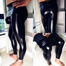 Herren Wetlook PU Hose Kunstleder Glanz Leggings Lang Unterhose Party Clubwear - £15.60 GBP+