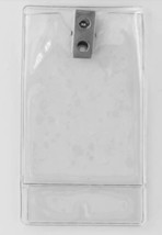 50pc 2 Slot Clear Plastic Vertical Name Tag ID Card Holder Badge with Hook Clip - £23.27 GBP