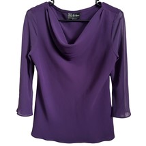 S. L. Fashions Blouse Size 10 Medium Purple Cowlneck Dressy Polyester Pu... - $15.29