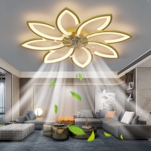 35&#39;&#39;Ceiling Fans With Lights,Bladeless Ceiling Fan With Lights And Remote,, Gold - £164.34 GBP