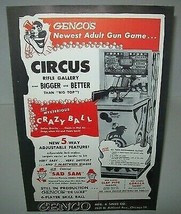Circus Arcade Flyer Genco 1957 Original UNUSED Shooting Gallery Gun Rifle Game - £24.86 GBP