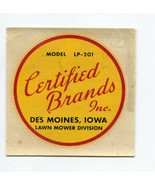 Certified Brands Inc Lawn Mower Division Model LP-201 Des Moines Iowa De... - £5.17 GBP