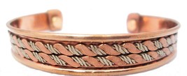 Copper TWO TONE Bracelet Golf Arthritis Pain Therapy Energy Cuff for Men... - $8.19