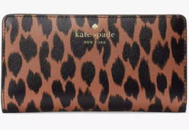 Kate Spade Schuyler Large Slim Bifold Leopard Wallet KE814 NWT $179 Leopardo FS - £54.49 GBP