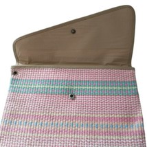 Vintage Pastel Straw Bag Clutch Woven Handbag With Strap Purse Summer Coastal  - £23.73 GBP
