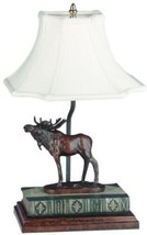 Sculpture Table Lamp MOUNTAIN Lodge Standing Moose on Book 1-Light Oxblood Red - £407.85 GBP