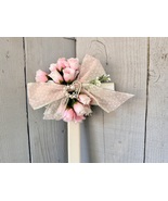 Pink Roses Cemetery Cross, Pastel Memorial Flowers for Mom - $27.00