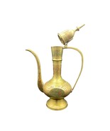 Vintage Etched Brass Tea pot Pitcher Genie Lamp 10&quot; - $24.67