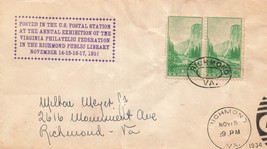 Richmond Virginia VA ~ Philatélique Fédération Annuel Exposition ~1934 Enveloppe - £6.50 GBP