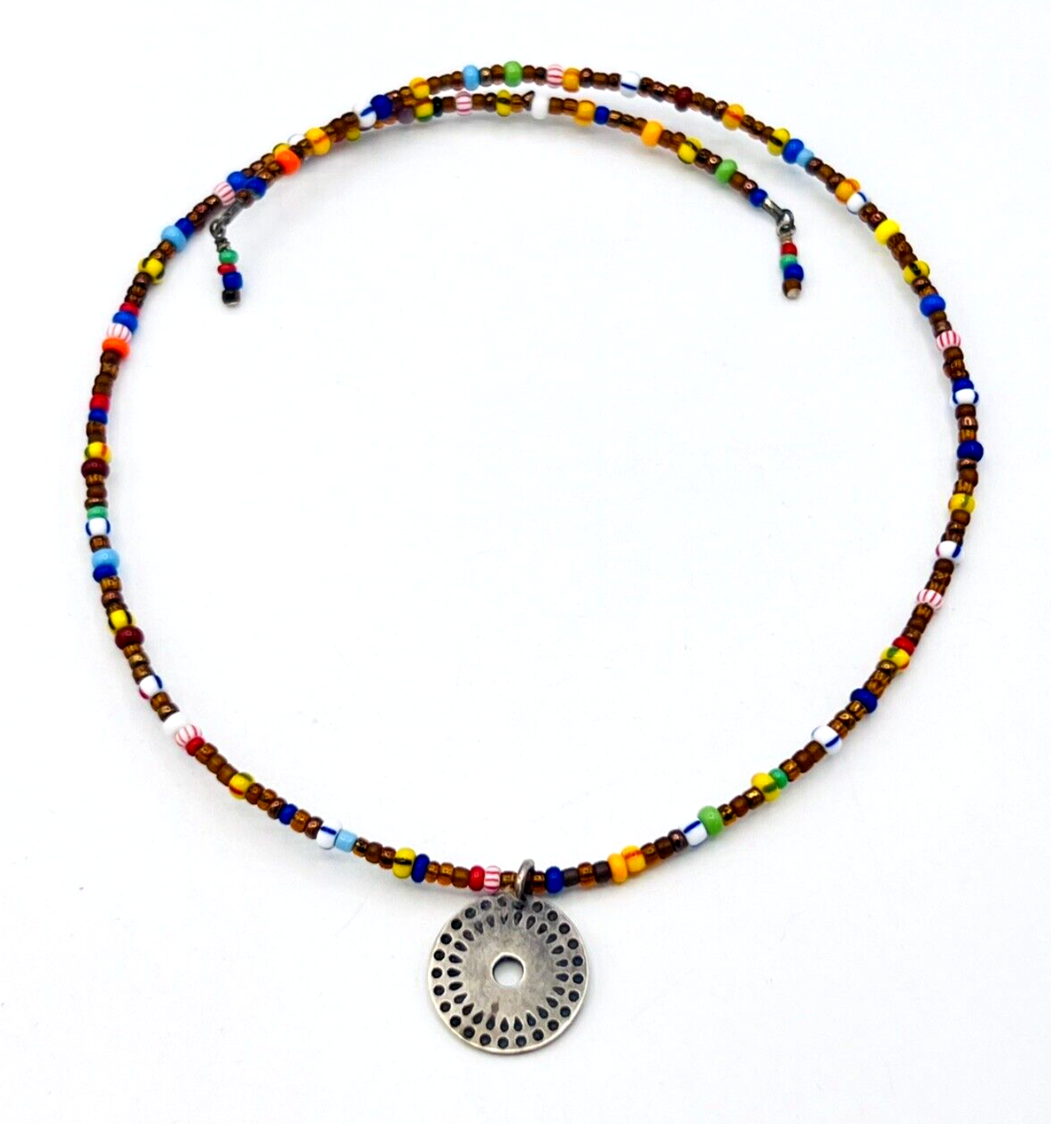 Silpada Beaded Wire Wrap Choker Necklace Sterling Silver Coin Pendant N1505 - $44.55