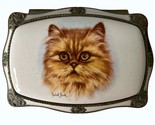 Vintage Orange Tabby Cat Metal Enamel Trinket Jewelry Music Box Derick B... - $25.00