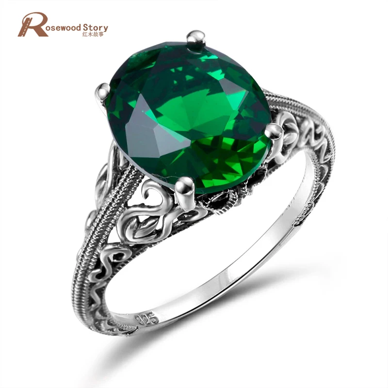 Bulgaria Jewelry Vintage Charms Green Crystal Ring For Women Handmade Engagement - £39.53 GBP