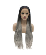 22 inch Micro box braid Straight 1b ombre grey lace wig afro lace front ... - £69.83 GBP