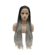 22 inch Micro box braid Straight 1b ombre grey lace wig afro lace front ... - $123.47 CAD
