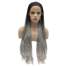22 inch Micro box braid Straight 1b ombre grey lace wig afro lace front wig  - £69.98 GBP