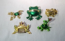 Vintage Costume Jewelry Frog Brooch Pin - Lot of 5 - K1035 - $48.51