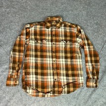 Timberland Mens Shirt Medium Brown Orange Flannel Hiking Camp Cabin Gorp Top - $13.98