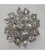 Vintage Rhinestone Silver Metal Flower Brooch Pin Costume Jewelry - $25.55 CAD