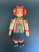 Vintage Russian Folk Art Wall Hanging Jointed Doll Painted Carved Wooden... - $26.99