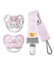 Girls Easter Pacifier Set with Pacifier Clip - 0-18 months- Bunny &amp; Flower Binky - £17.29 GBP