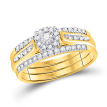 14k Yellow Gold Womens Round Diamond 3-Piece Bridal Wedding Engagement Ring Set - $699.00