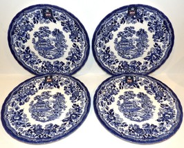 STUNNING SET OF 4 ROYAL WESSEX ENGLAND TONQUIN BLUE &amp; WHITE 10&quot; DINNER P... - £40.95 GBP