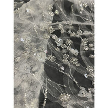 Embroidery Beads Sequins Lace Mesh Lace Fabric DIY Costume Fabric Wedding Dress - £28.07 GBP